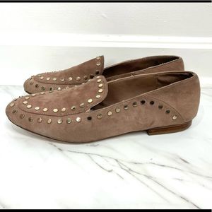 Bleecker & Bond Arianna Beige Loafer Flats Silver Embellished Women’s Size 8